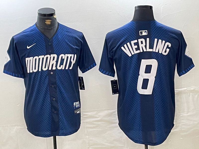 Men Detroit Tigers #8 Vierling Blue City Edition Nike 2024 MLB Jersey style 8